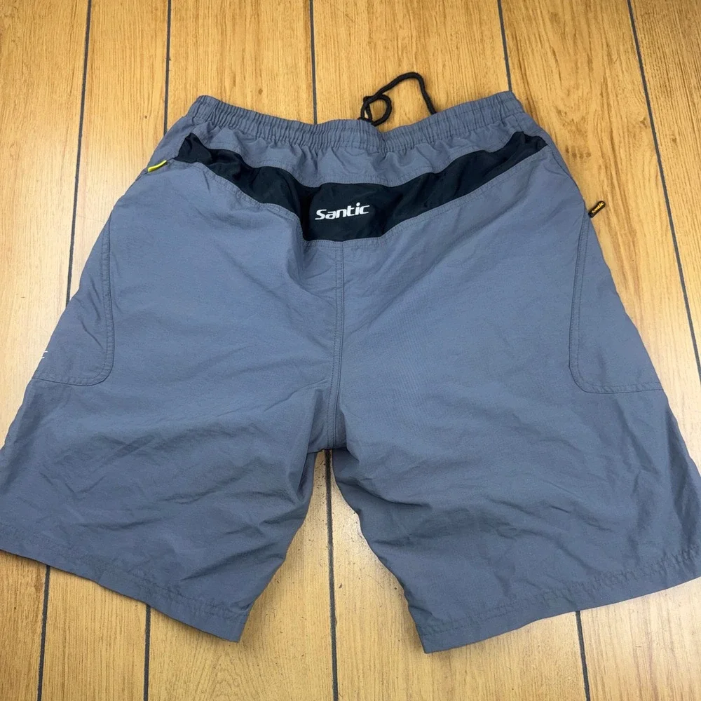 Santic Mens Cycling Shorts Grey Black Padded Mountain Bike Cargo Shorts Size 2XL